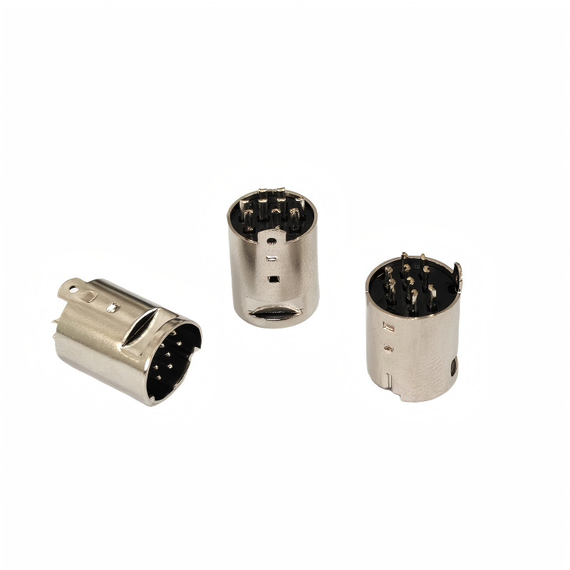 MINI DIN 大9P冲针公头大窗口（锡）