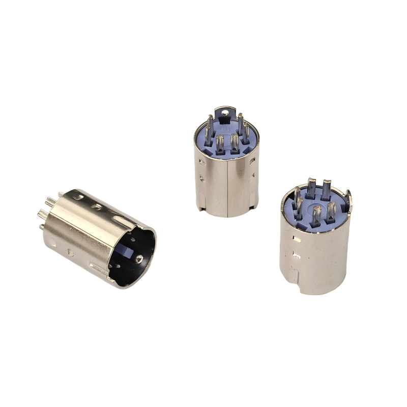 MINI DIN 6P冲针公头（锡）紫色