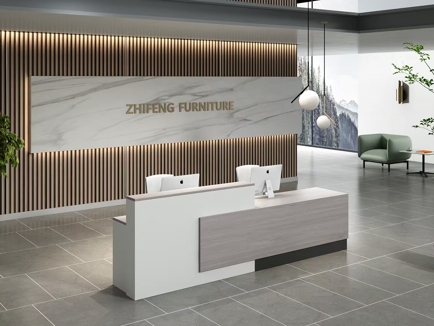 ZF-813现代轻奢简约接待前台