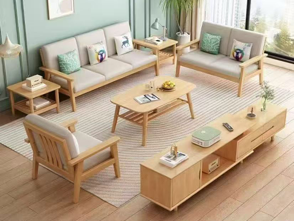 ZF-1207现代轻奢简约实木沙发茶几组合