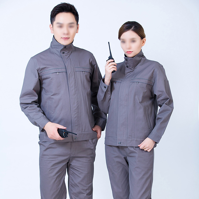 纯棉工作服套装男春秋...