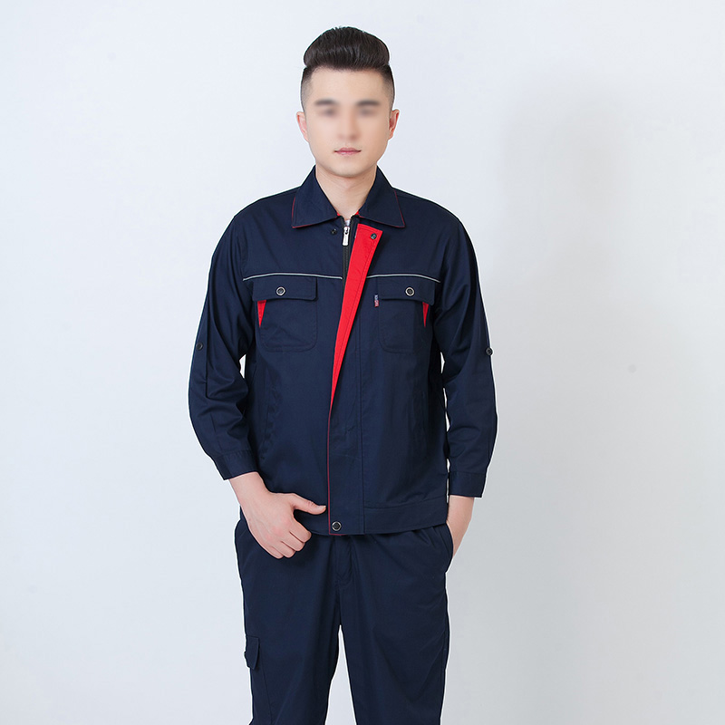春秋长袖工作服套装男...