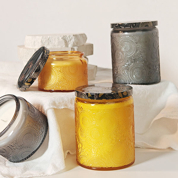 浮雕玻璃杯香熏蜡烛