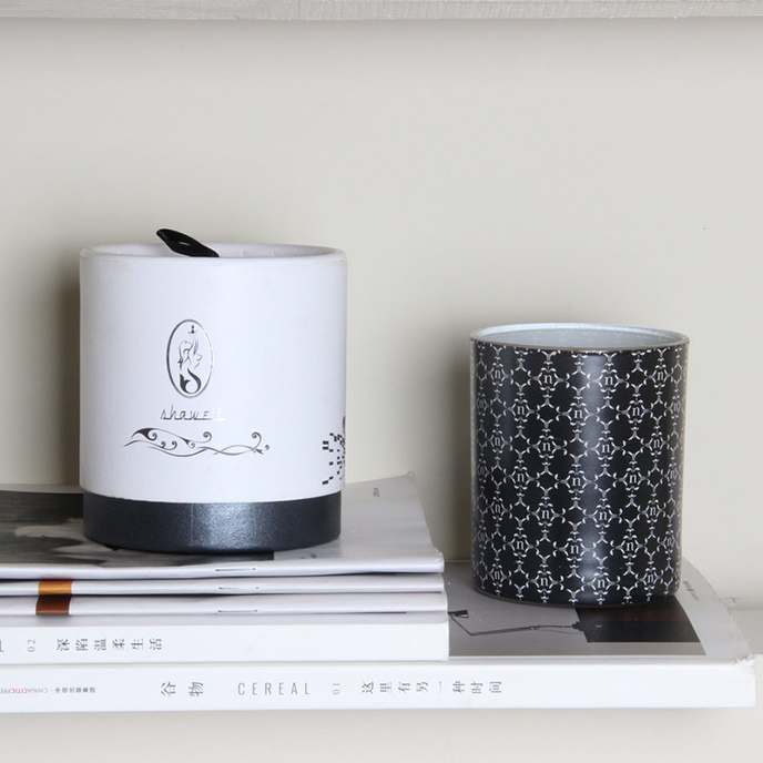 黑色花纸玻璃杯香薰蜡烛