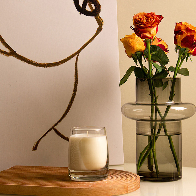 厚底白杯玻璃圣诞蜡烛