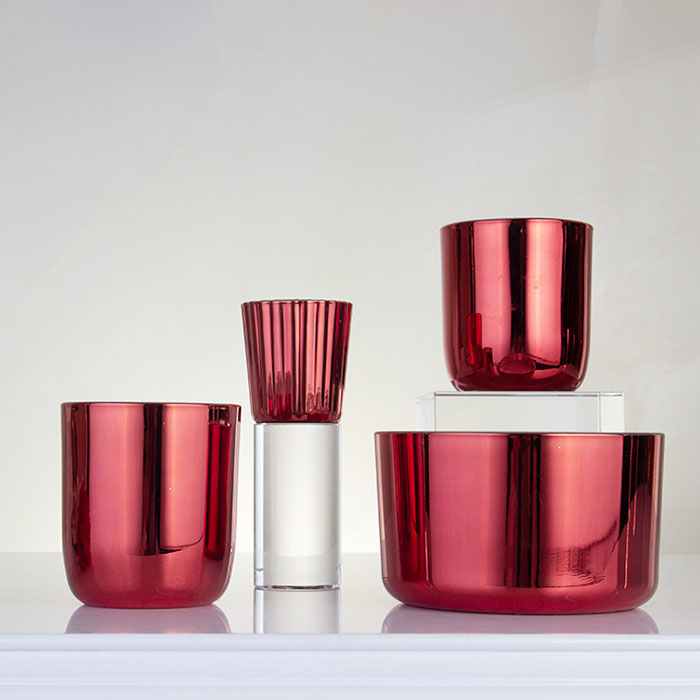 电镀红色系列玻璃杯蜡烛