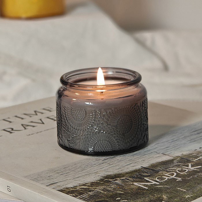 浮雕花纹玻璃罐玻璃杯蜡烛