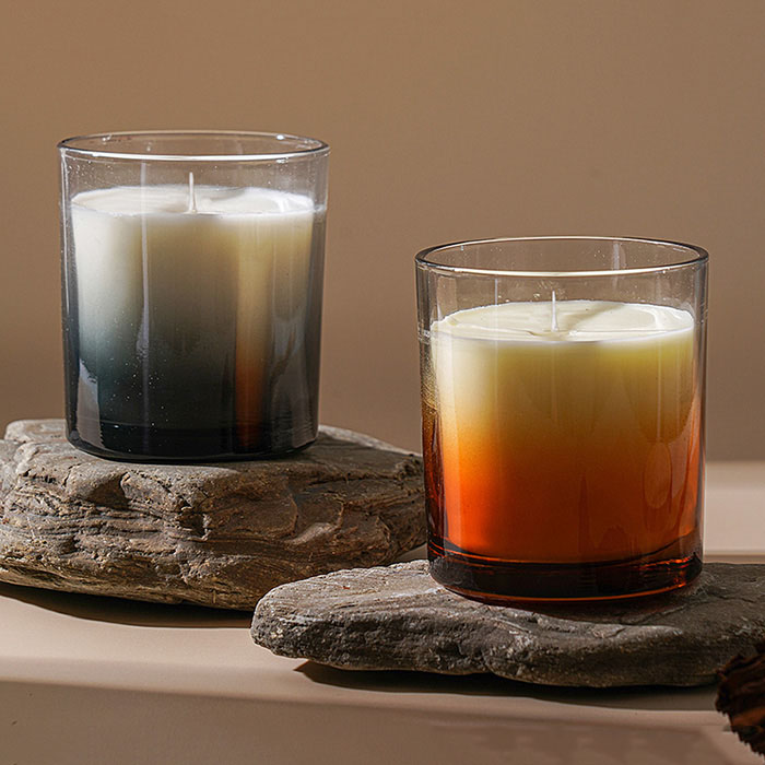 渐变喷色玻璃杯蜡烛