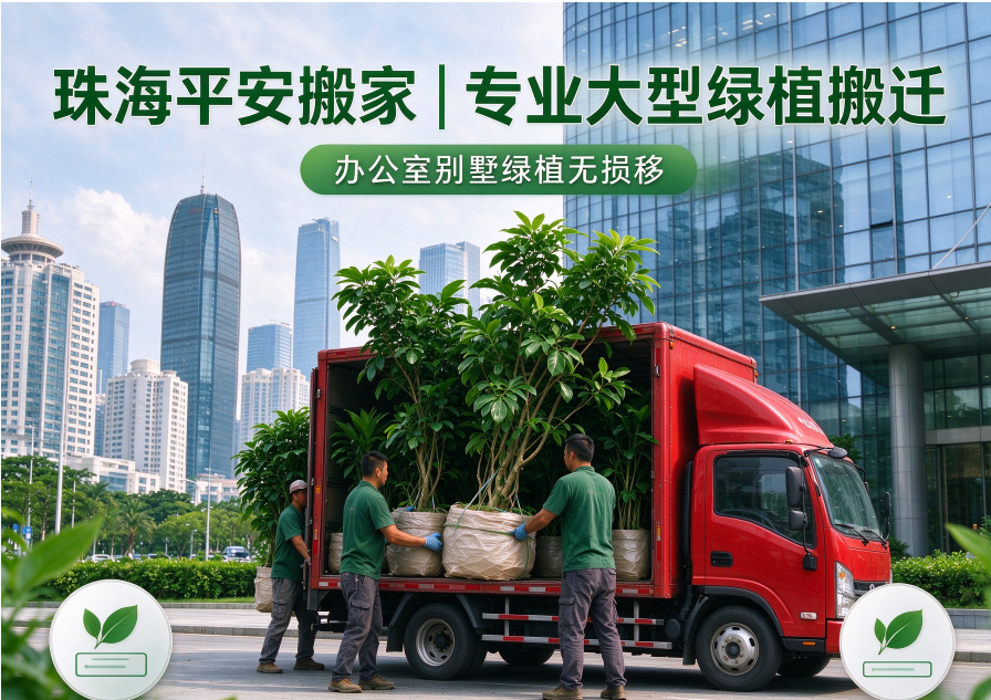 珠海平安搬家｜专业大型绿植搬迁，办公室别墅绿植无损移