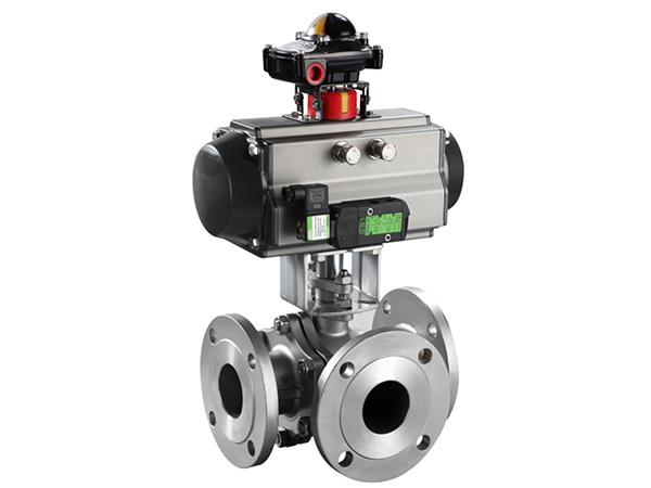 气动三通法兰球阀