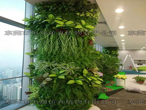 大堂客厅柱子仿真植物...