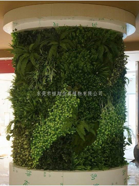 圆柱形室内仿真植物墙