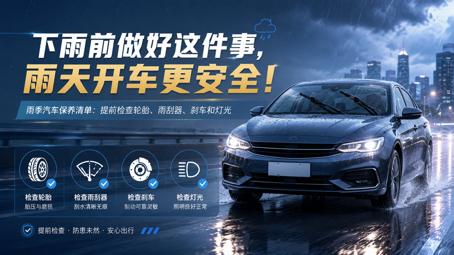 下雨前做好这四件事，雨天开车安全感拉满！