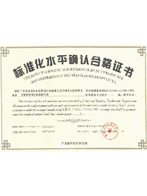 标准化水平确认合格证书