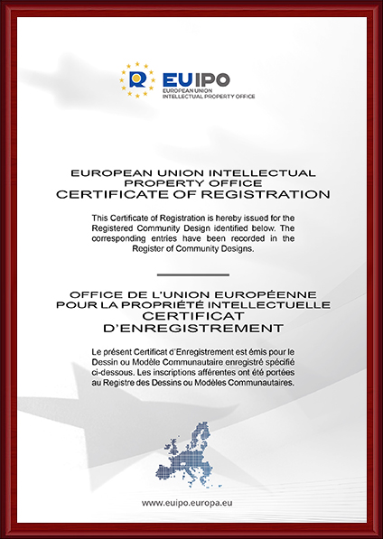 产品欧盟外观专利证书