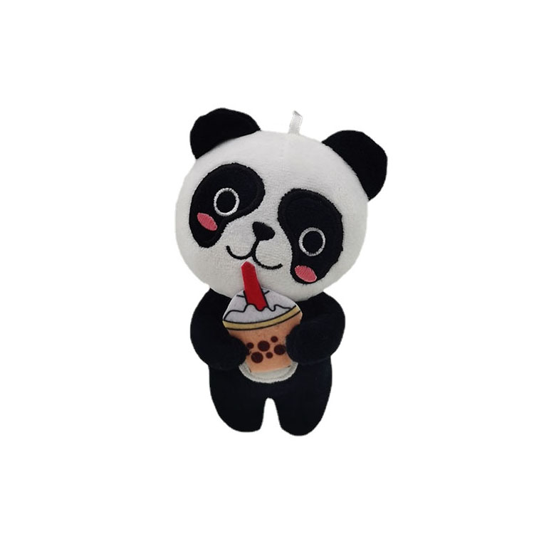 歪头喝奶茶的熊猫