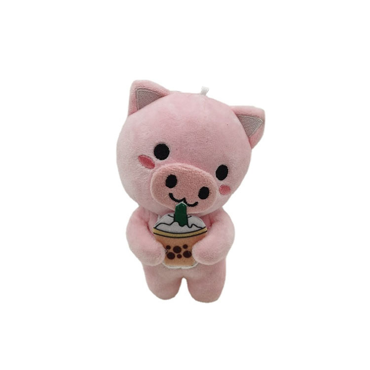 歪头喝奶茶的小猪