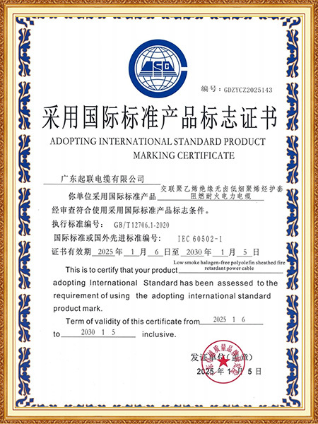 采用国际标准产品标志...