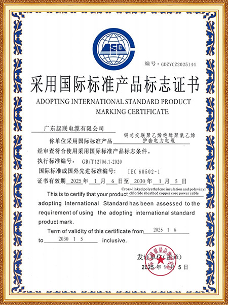 采用国际标准产品标志...