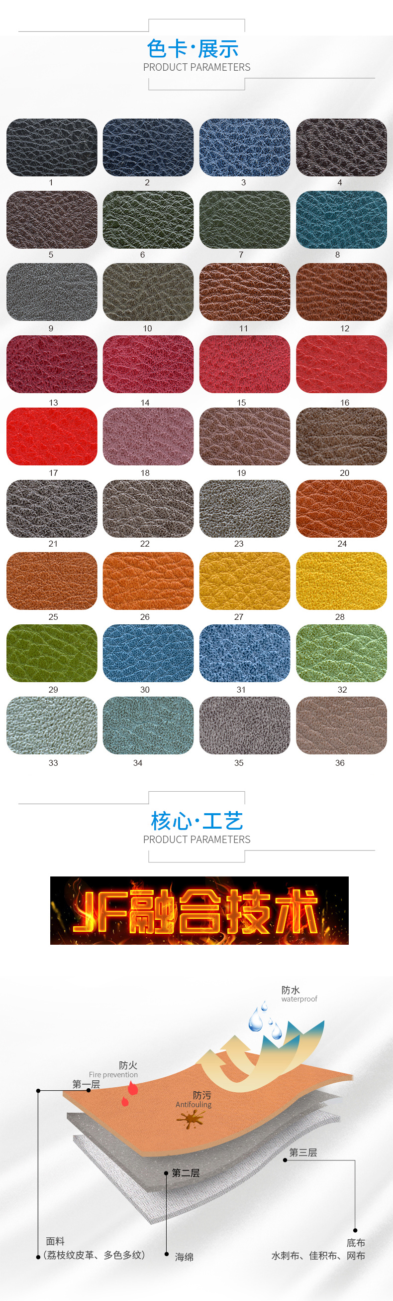 汽车坐垫面料色卡