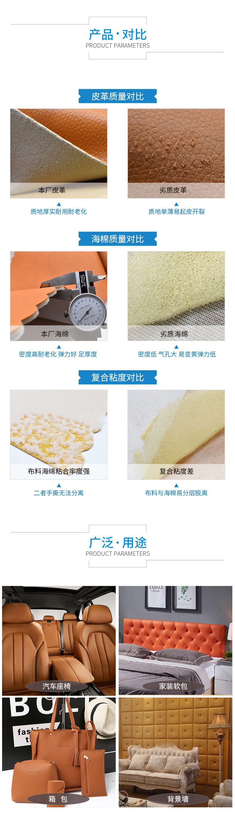 PU皮复合海绵复合无纺布