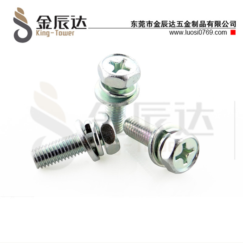 十字槽凹穴六角头组合...