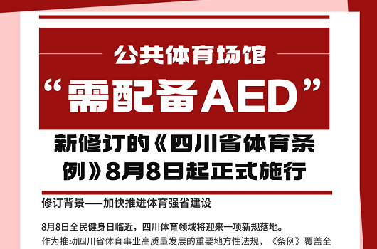 8月重磅新规:四川公共体育场馆AED除颤仪配备需严格落地执行!场馆速看