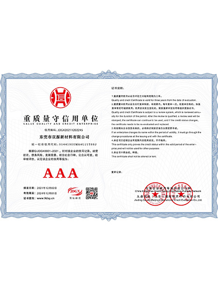 重质量守信用企业