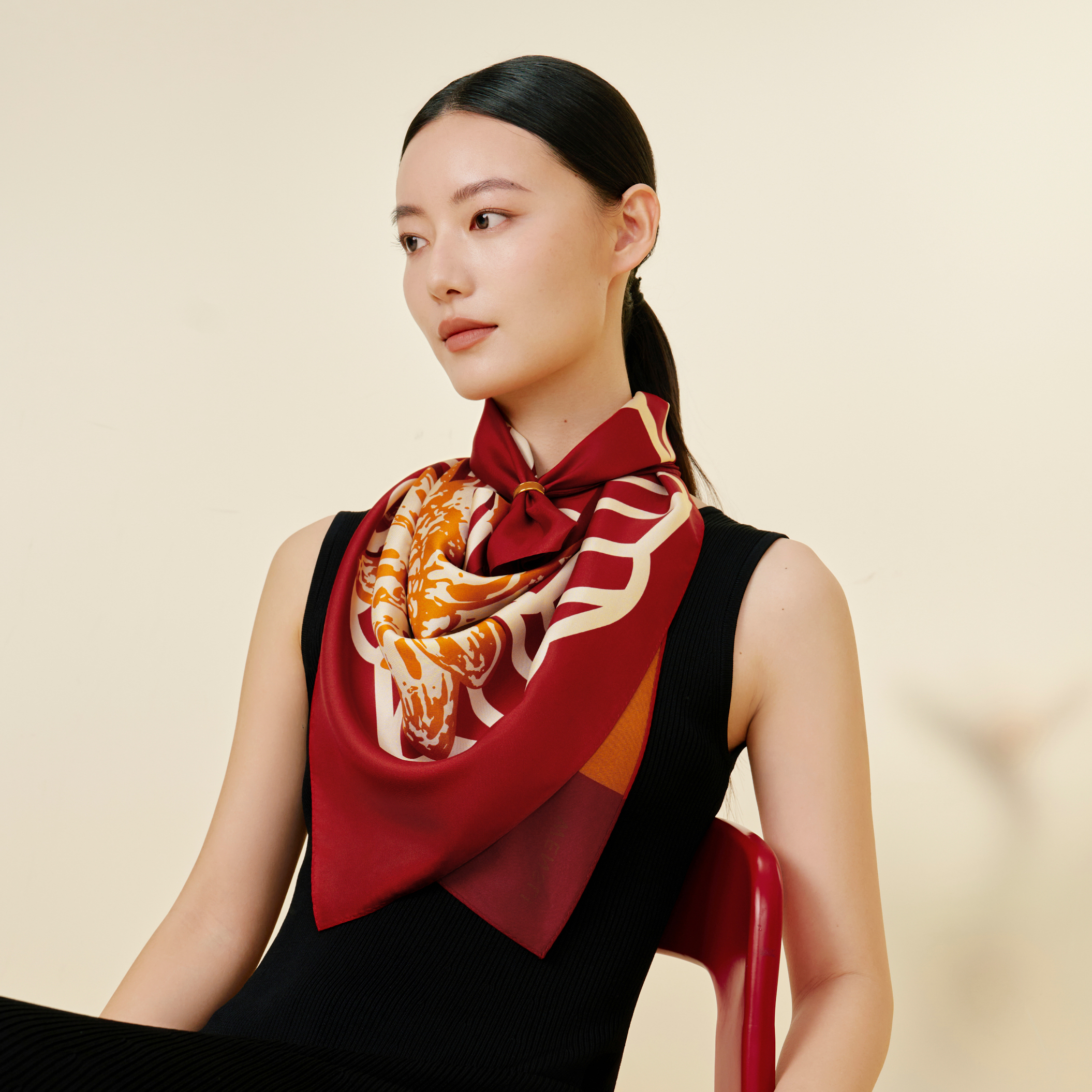 双面印花大方巾-好运连连