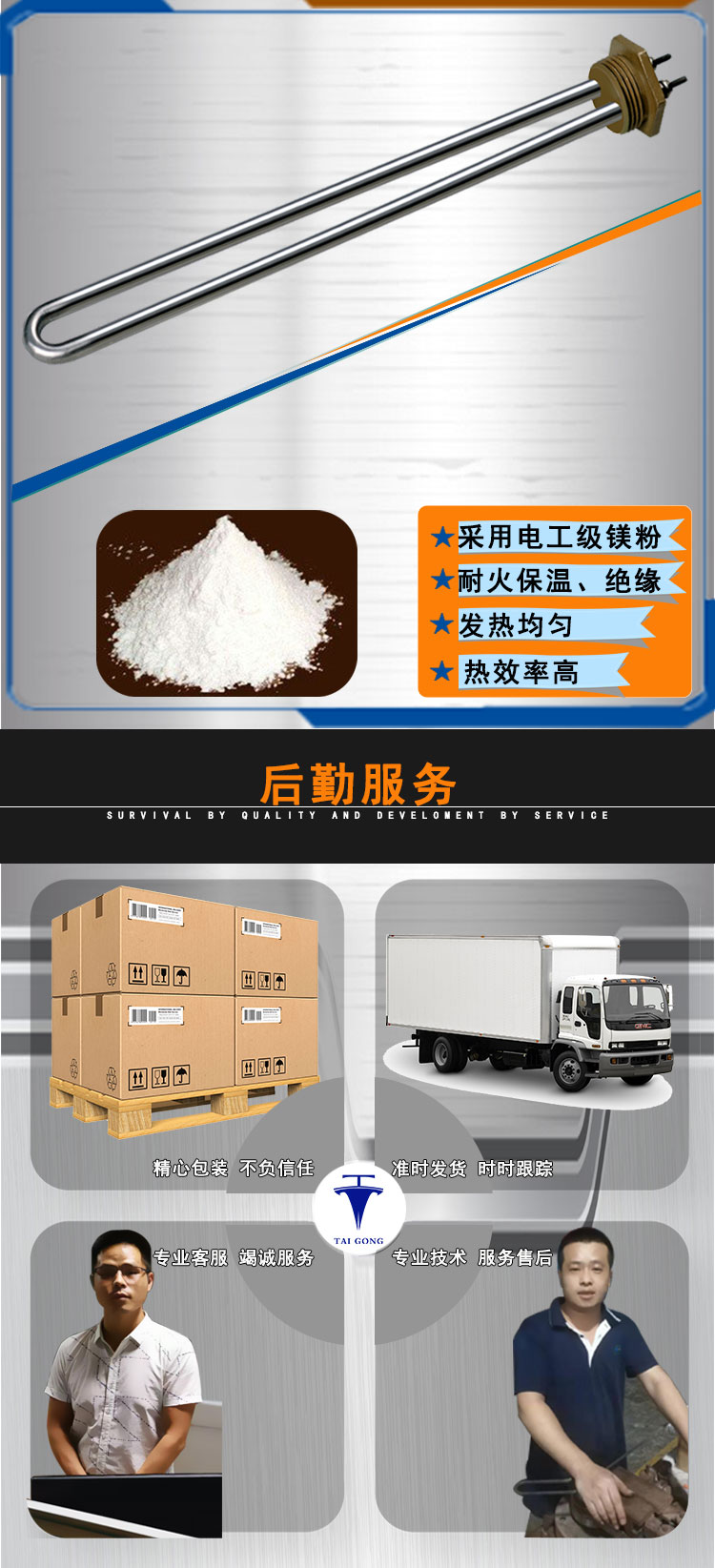 六角法兰u形发热管