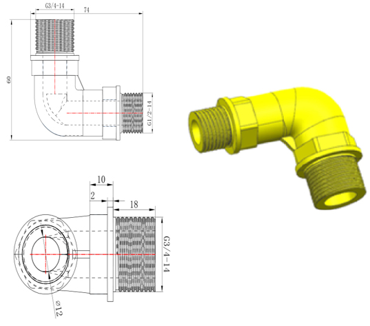 六分转四分弯头