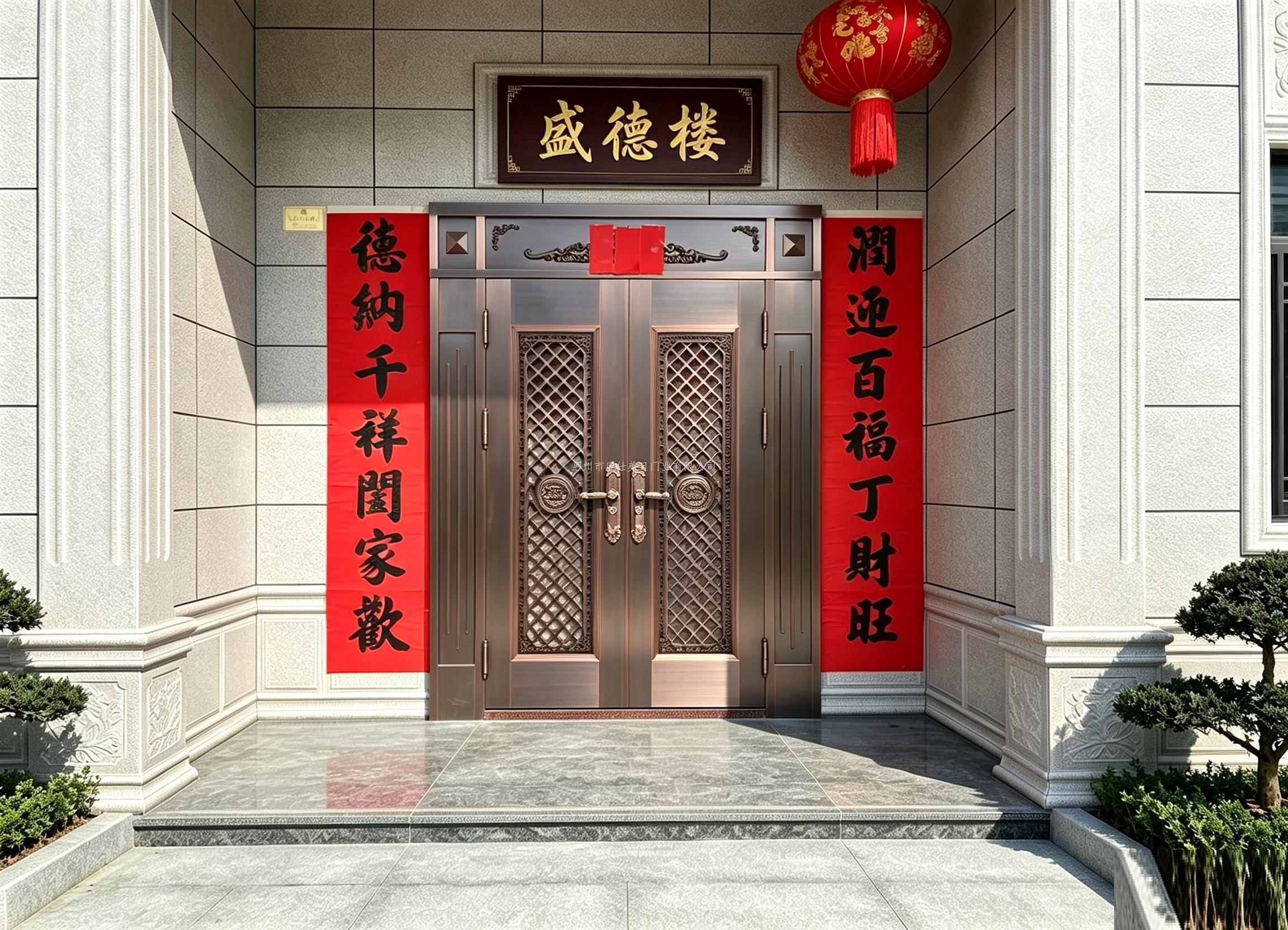 广东揭西上砂镇自建房别墅铜门改造｜后期加装纱网铜门定制落地案例