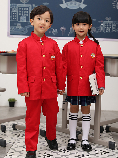 冬季幼儿园园服新款红色套装